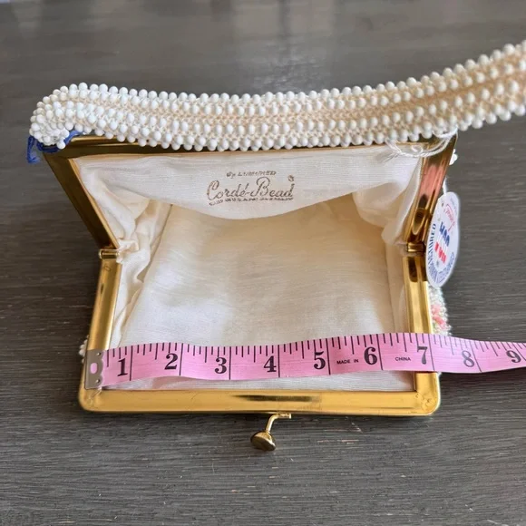 Vintage NWT Corde Bead Beaded Floral Purse Bag Deadstock - Picture 12 of 12